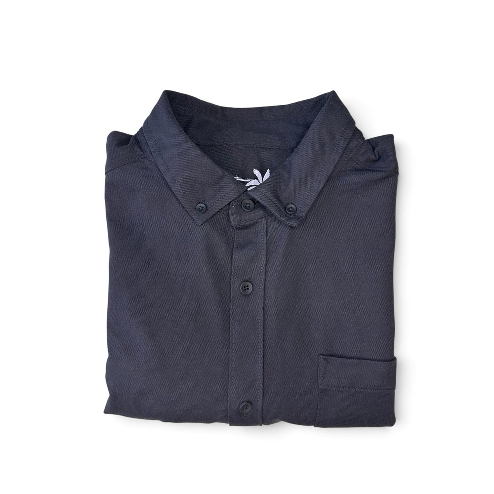 Desert Dunes Men's L Black Stretch Knit Long Sleeve Button Down Shirt - Picture 3 of 8